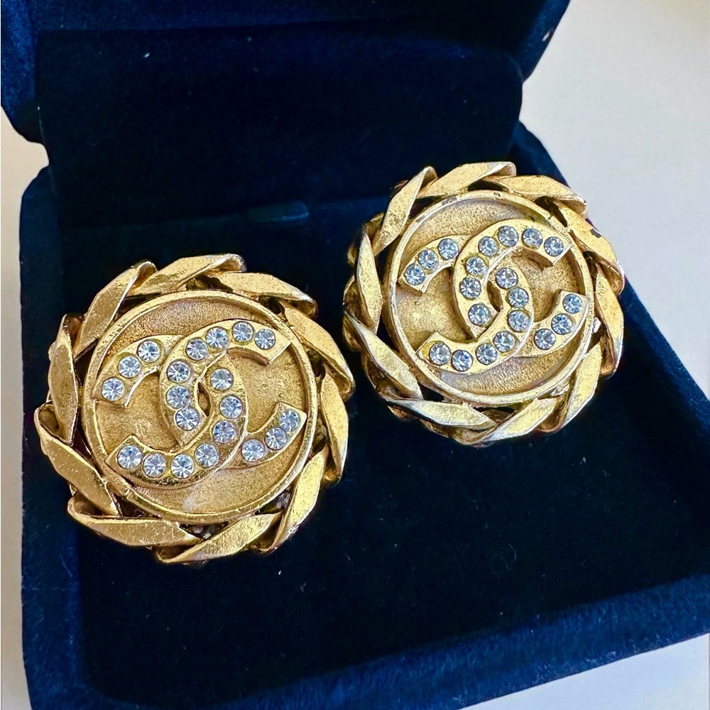 CHANEL Gold  Big Earrings Vintage